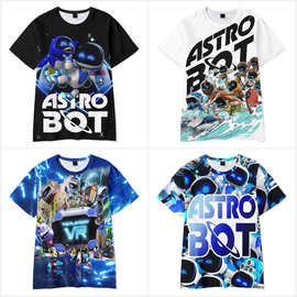 跨境宇宙机器人astro bot短袖T恤数码印花圆领服装成人童装夏季