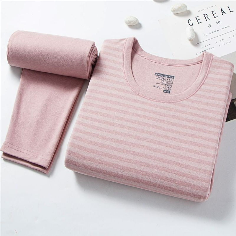 Winter Thermal Underwear Set for Men, Thickened Striped Crew Neck Top and Bottom, Stretchy Skin-Friendly Base Layer Winter Thermal Underwear Set for Men, Thickened Striped Crew Neck Top and Bottom, Stretchy Skin-Friendly Base Layer