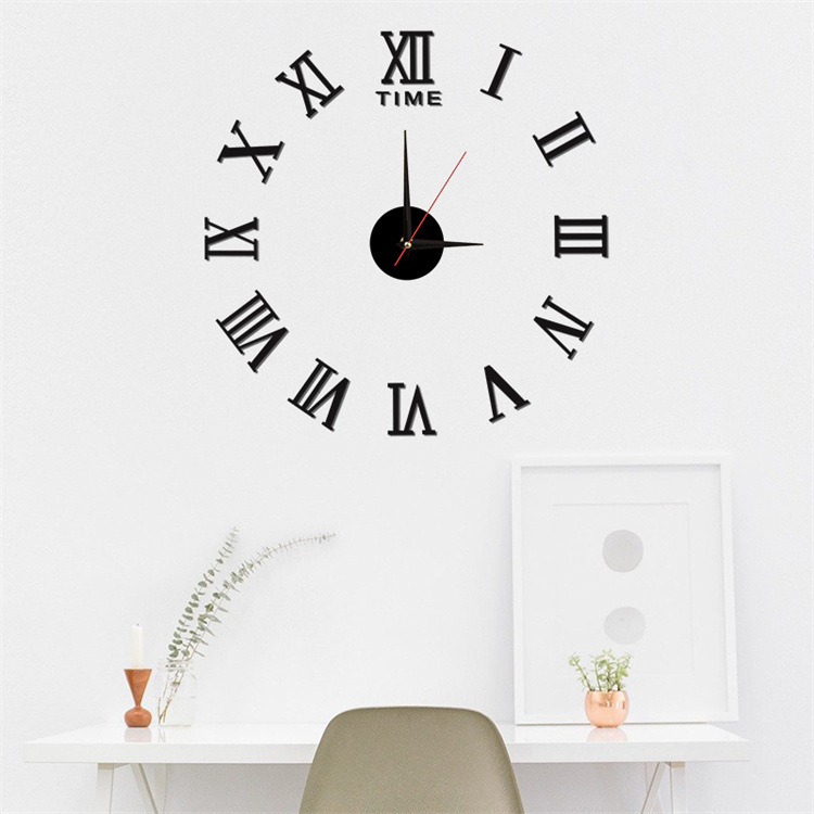 Creativo nórdico sala de estar acrílico reloj romano dormitorio DIY mudo Reloj de pared hogar pared colgante reloj decorativo