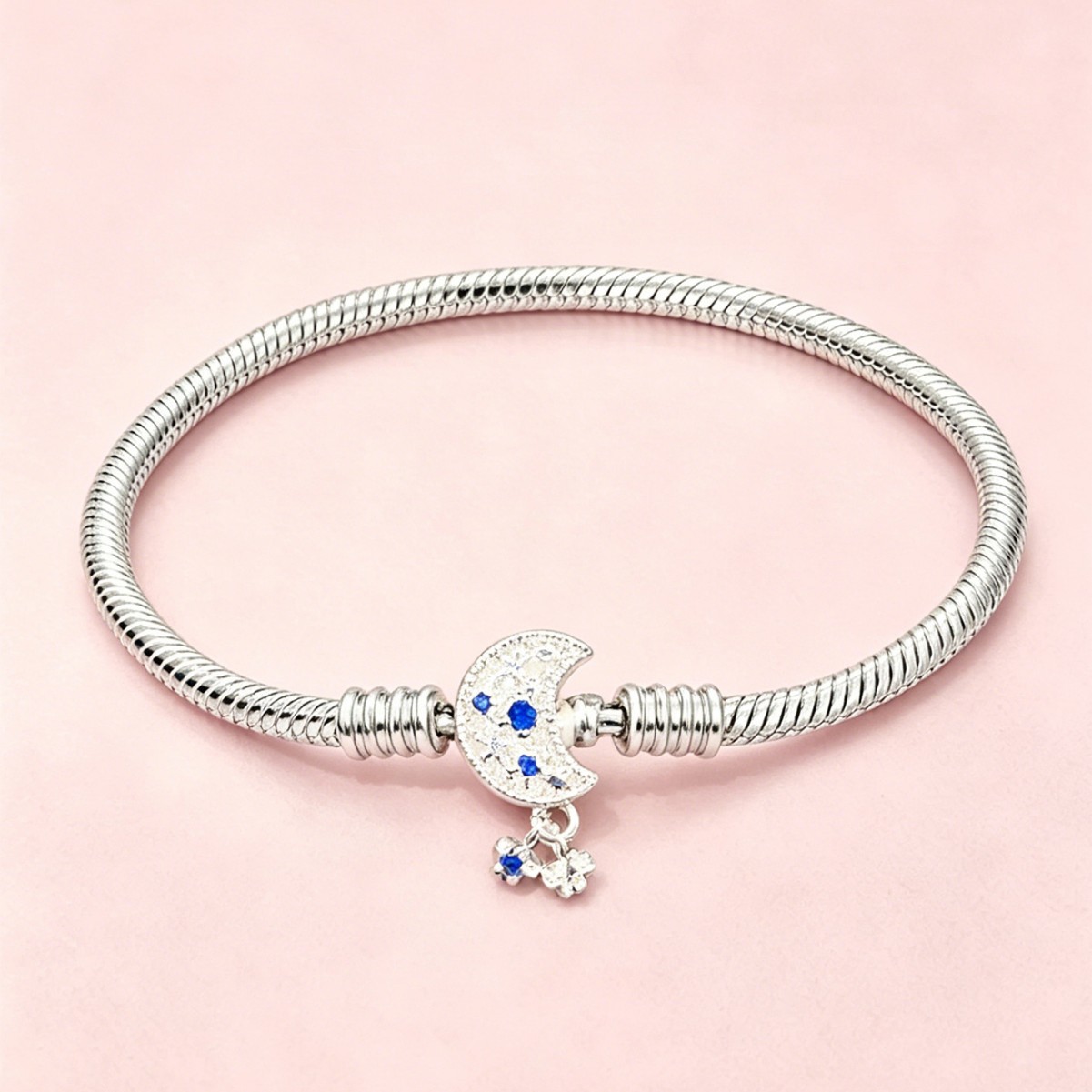 Panjia pulsera desmontable bronce simple pulsera plateada de piedra amor copo de nieve cuatro hojas joyas de la luna