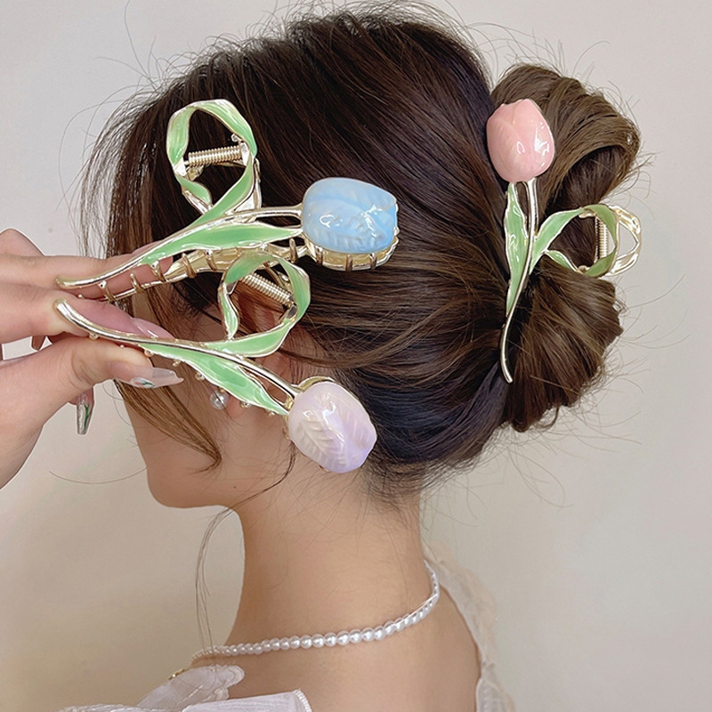 55g Weight Fashion Flower Metal Handmade Hair Claws 1 Piece