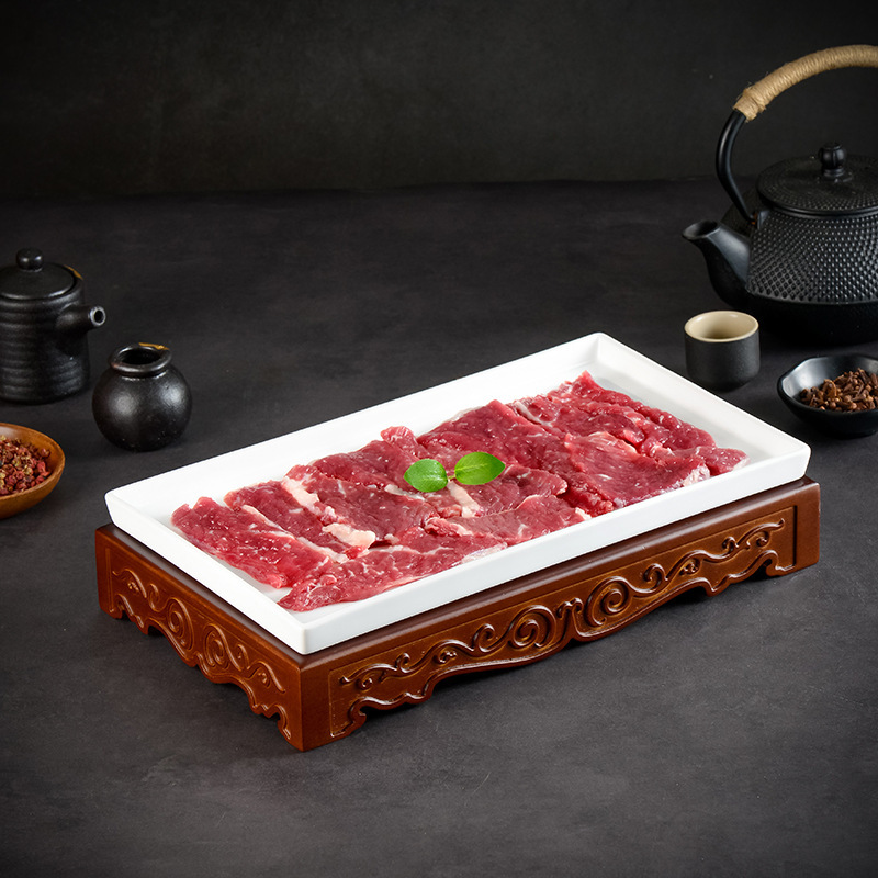 Fashion rectangular bamboo and wood ceramic creative combination plate Chinese characteristics hotel hot pot restaurant tableware beef and mutton reel Fashion rectangular bamboo and wood ceramic creative combination plate Chinese characteristics hotel hot pot restaurant tableware beef and mutton reel