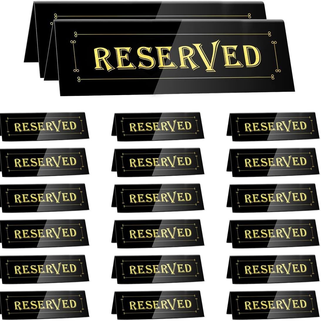 亚马逊热销亚克力预留桌帐篷标志 黑色预留座牌婚礼餐桌预留标牌