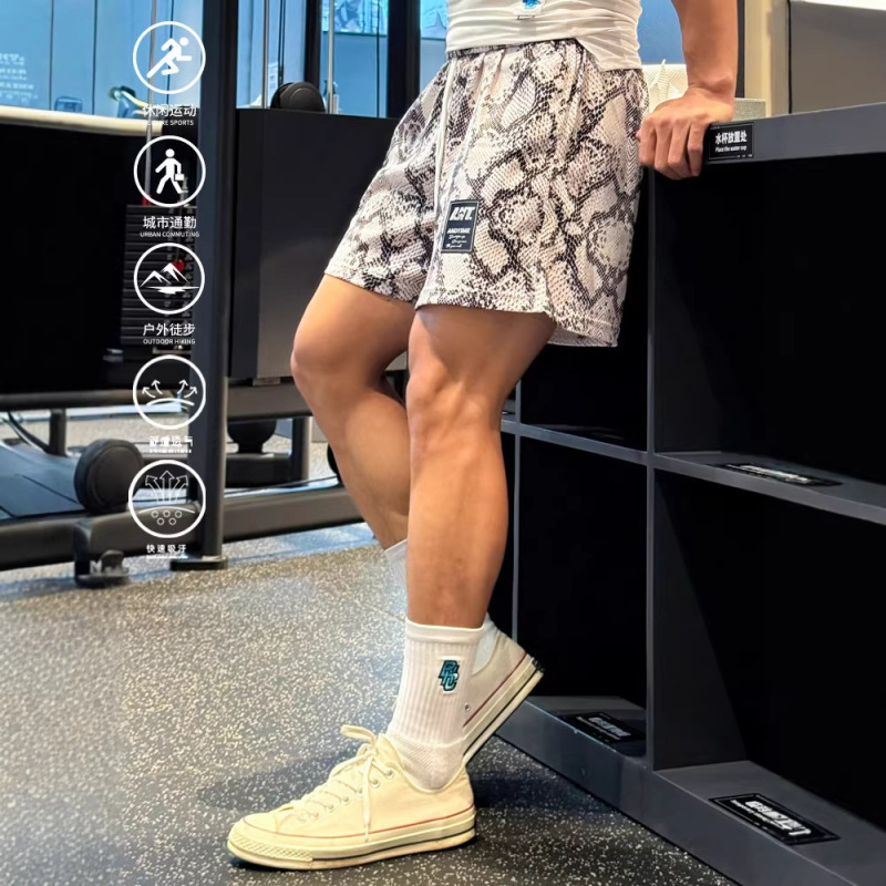 Cross-Border American-Style Quick-Dry Basketball Shorts for Men, Summer Python Texture Ice Silk Cool Sports Shorts, Knee-Length