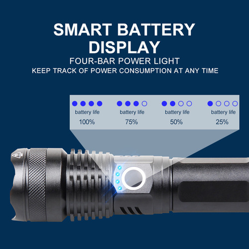 Cross-border best-selling p50 rechargeable strong LED flashlight xhp70 aluminum outdoor flashlight white laser strong flashlight