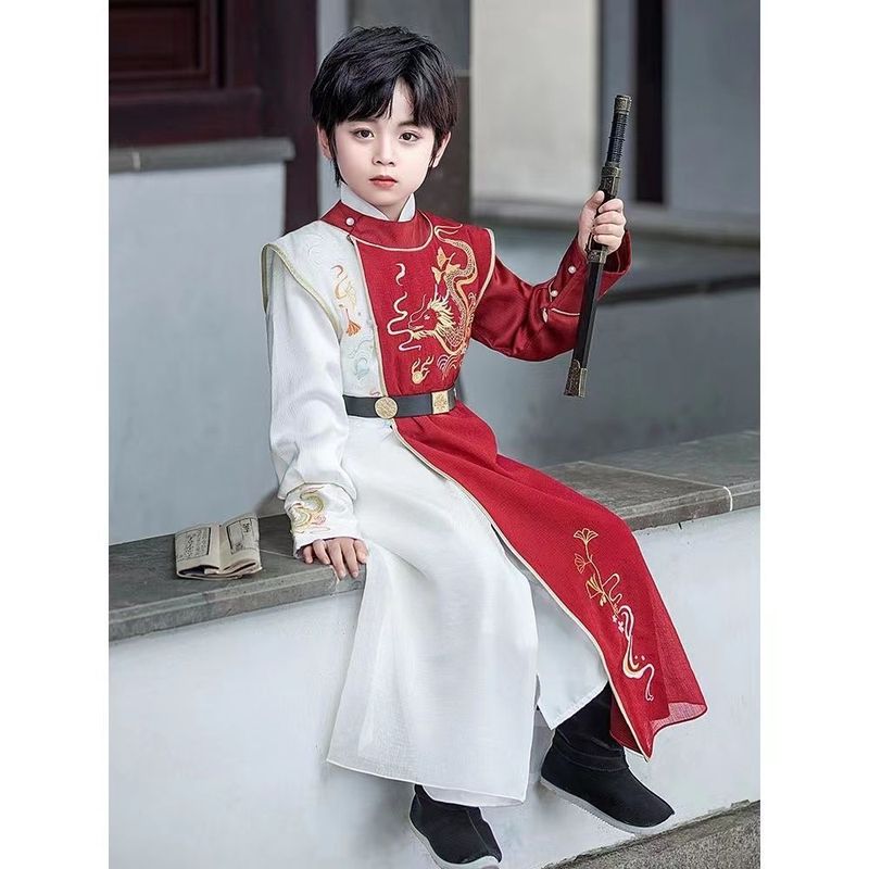 Hanfu for Boys 2025 New Style Chinese Traditional Clothing for Boys, Chinese Style Toddler Ancient Style Academy Male Warrior Spring and Summer New Chinese Style