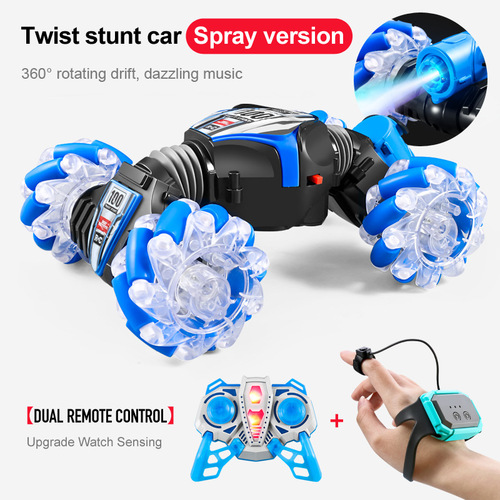 Cross-border gesture sensor twist car light music spray stunt car street stall children's electric toy remote control car
