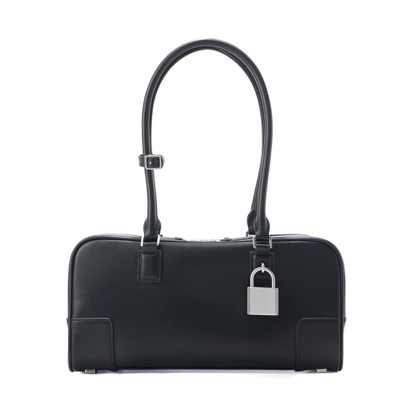 Luxe designertas Niche Luojia Rundleer Onderarmtas voor Dames Europese en Amerikaanse Vintage Bowling Handtas Boston Tas Grote Capaciteit Authentiek_voghion.com