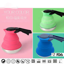 硅胶1.5L折叠烧水壶 创意户外烧水壶露营跨境专供Folding kettle
