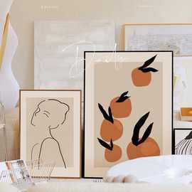 北欧ins风柿柿如意餐厅墙面装饰画抽象挂画文艺客厅沙发背景墙画
