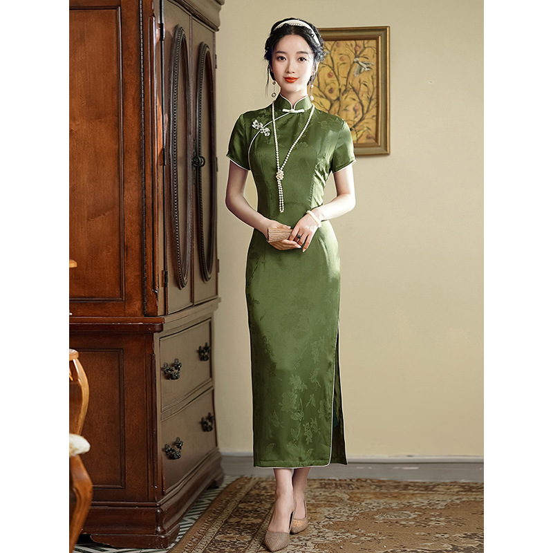 Long retro lightweight elegant elite summer cheongsam