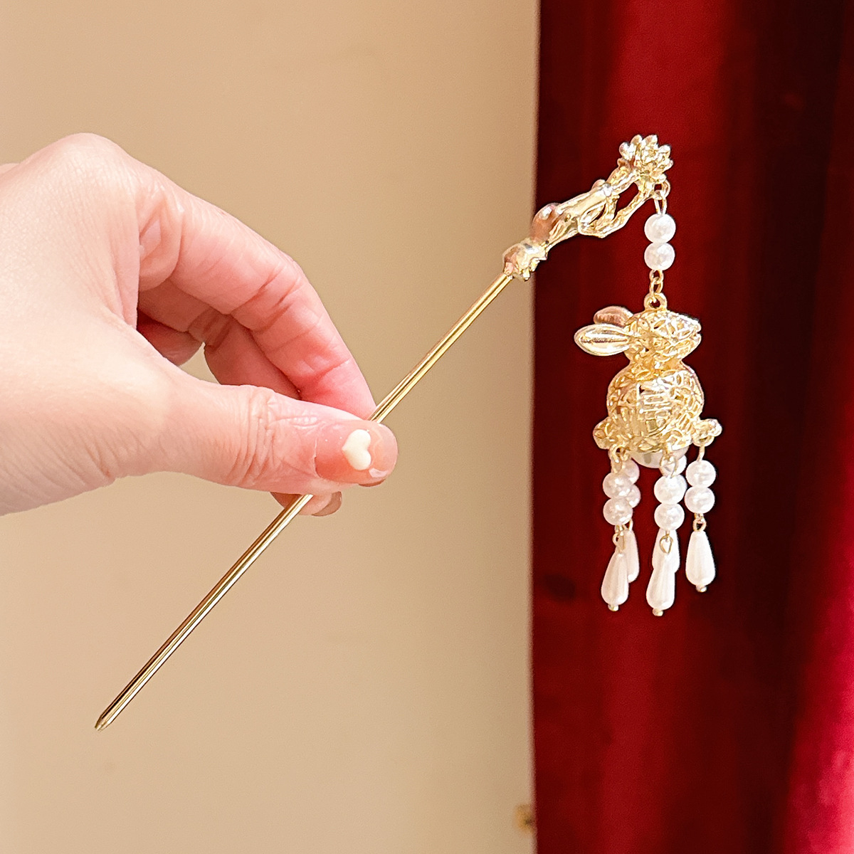 Estilo antiguo hanfu linterna borla horquilla luminosa Palacio mapache pequeña princesa tocado Palacio Lámpara paso sacudida horquilla accesorios para el cabello para mujeres