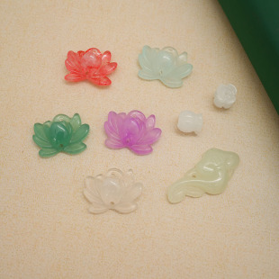 DIY Jewelry Accessories New Chinese-style Resin Imitation Jade Lotus Blessed Bottle Pendant National Style Bracelet Perforated Stereo Accessories