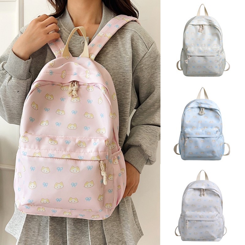 Dibujos animados lindo ins pequeña mochila fresca simple impresión casual estudiante mochila de viaje de gran capacidad