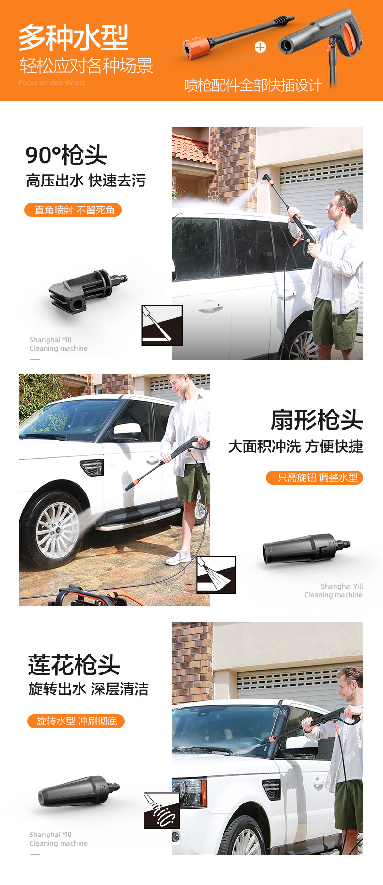 Yili household high pressure 220V car washing machine car washing artifact ultra high pressure large flow courtyard cleaning machine washing yard
