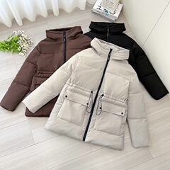 外贸中长款羽绒棉服女2025冬季新款工装韩版宽松连帽面包服棉衣