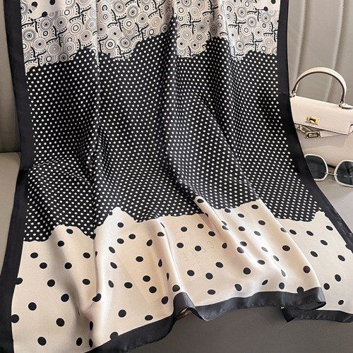 Korean style polka-dot fashion simulated silk scarf for women autumn and winter warm scarf dual-purpose cold-proof shawl gauze scarf long neck scarf