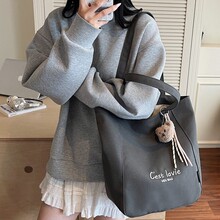 大容量帆布包包女2025新款韩系ins单肩托特包学生上课通勤包