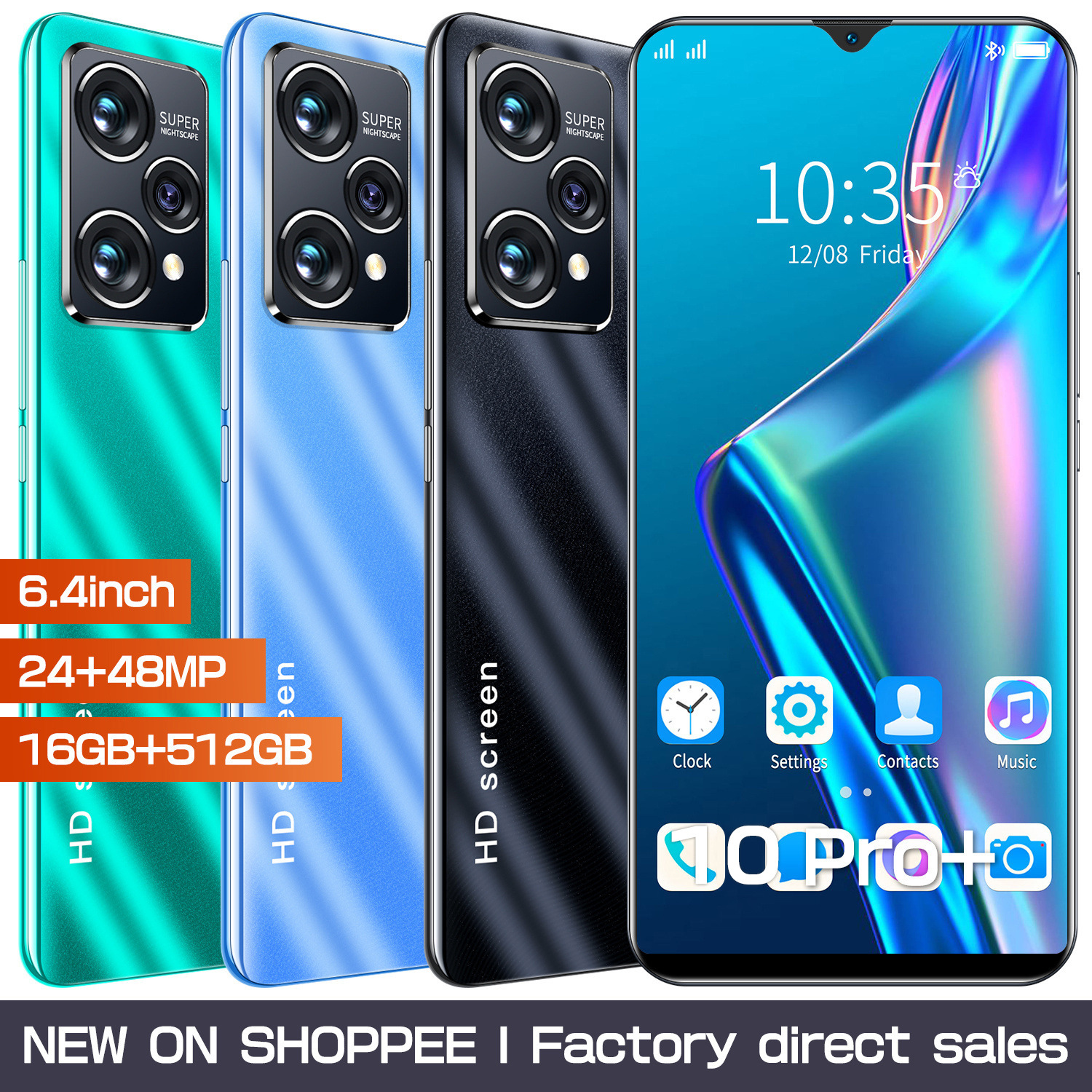 虾皮Lazada新款10pro1+4G6.1高清水滴屏跨境手机低价智能外贸手机