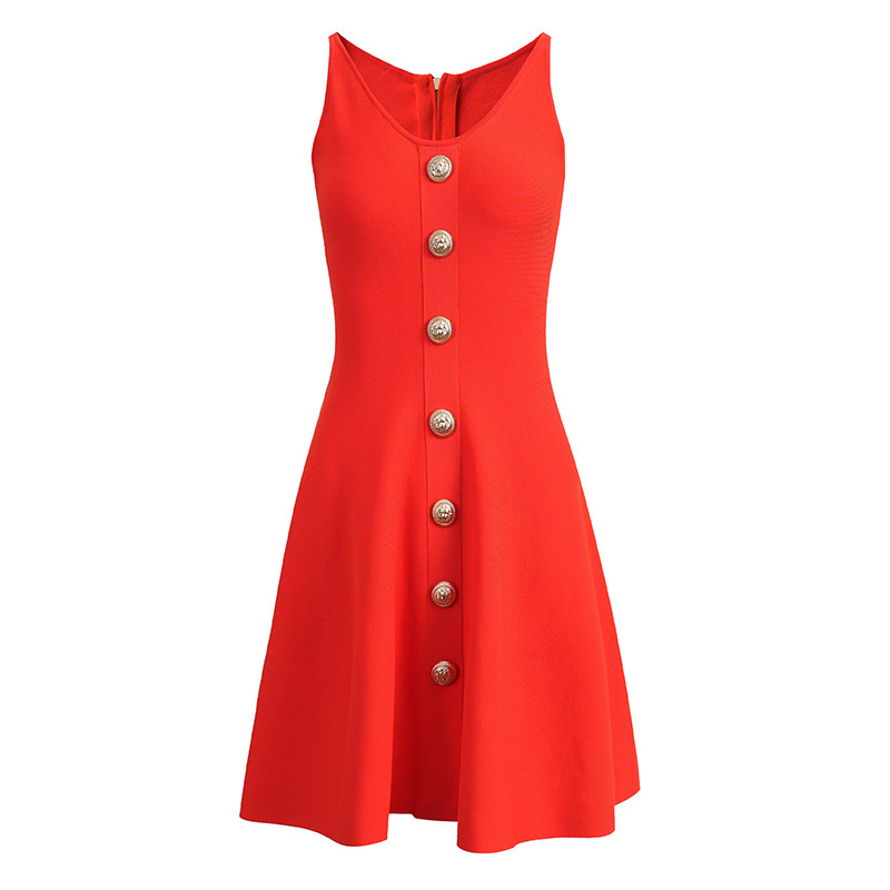 Bajia 26 Summer New Style Qixi Festival High-End Rouge Red Versatile Knitted Strap Sleeveless Tank Dress