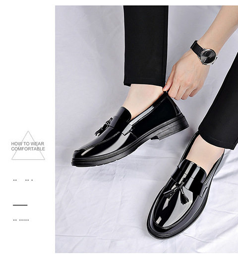 Giày da nam tráng gương kiểu lười tăng chiều cao, gót vuông 3–5 cm — BK-6 đen chi tiết 17