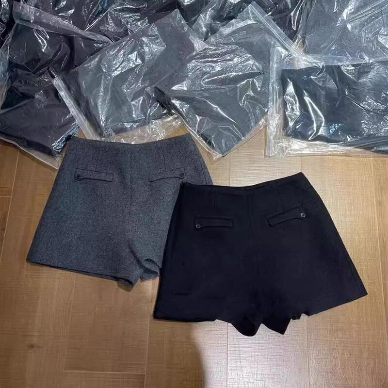 Shenzhen 25 New Style Nanyou Women's European Designer High-Waisted Slimming Woolen Suit Wide-Leg Shorts for Women Autumn and Winter