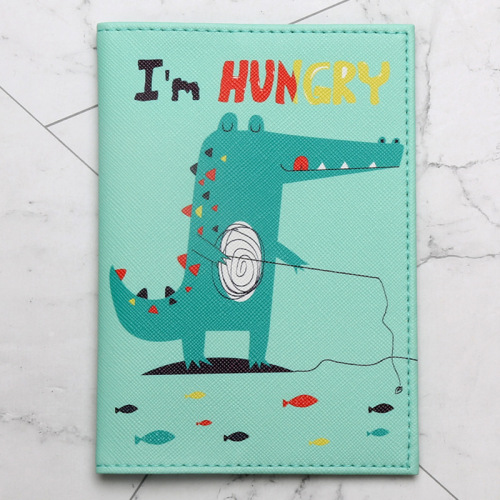 Cartoon dinosaur crocodile passport book imitation leather printed passport cover travel document storage bag card holder card holder