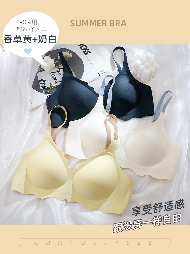 Ropa interior sin costuras de las mujeres Pequeño pecho empuja hacia arriba pecho anti-flacidez delgada cómodo puro deseo sujetador inalámbrico nuevo 1233