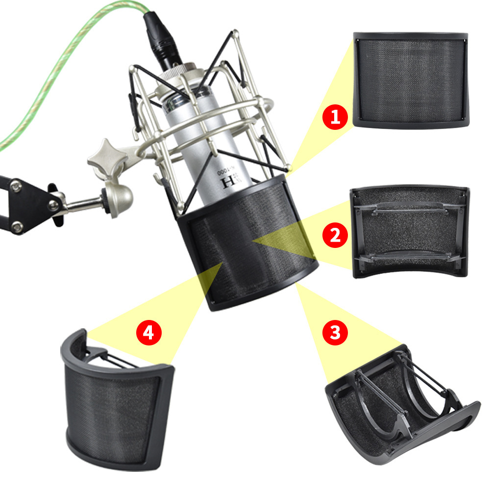 Venta al por mayor de fábrica de transmisión en vivo de grabación pequeña en forma de U Micrófono de red anti-spray cubierta de saliva Micrófono red anti-spray image 3