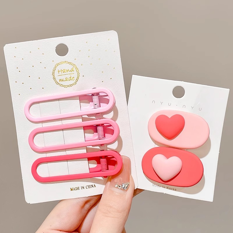 Rosa horquilla femenina 2024 Nueva horquilla BB clip frente flequillos laterales horquilla rota lindo clip de dopamina otoño