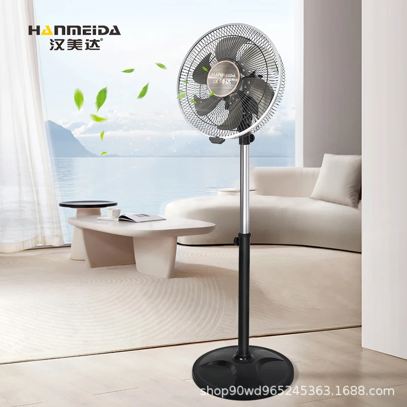 Floor Fan for Home Use with High Air Volume and Quiet Operation, Three-Sided Base, Flat Mesh, Four-Speed Dual Ball Bearing, 12inch Business Fan