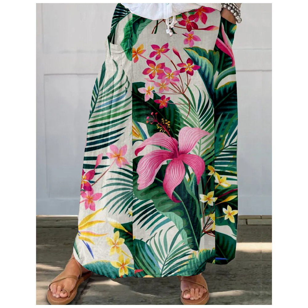 New Floral Pattern 3D Printed Skirt With Pockets