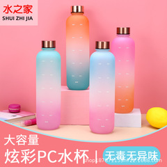 1000mlグラデーション色の宇宙カップ大容量フロスト水カップステンレスカバープラスチックカップ屋外スポーツ水筒