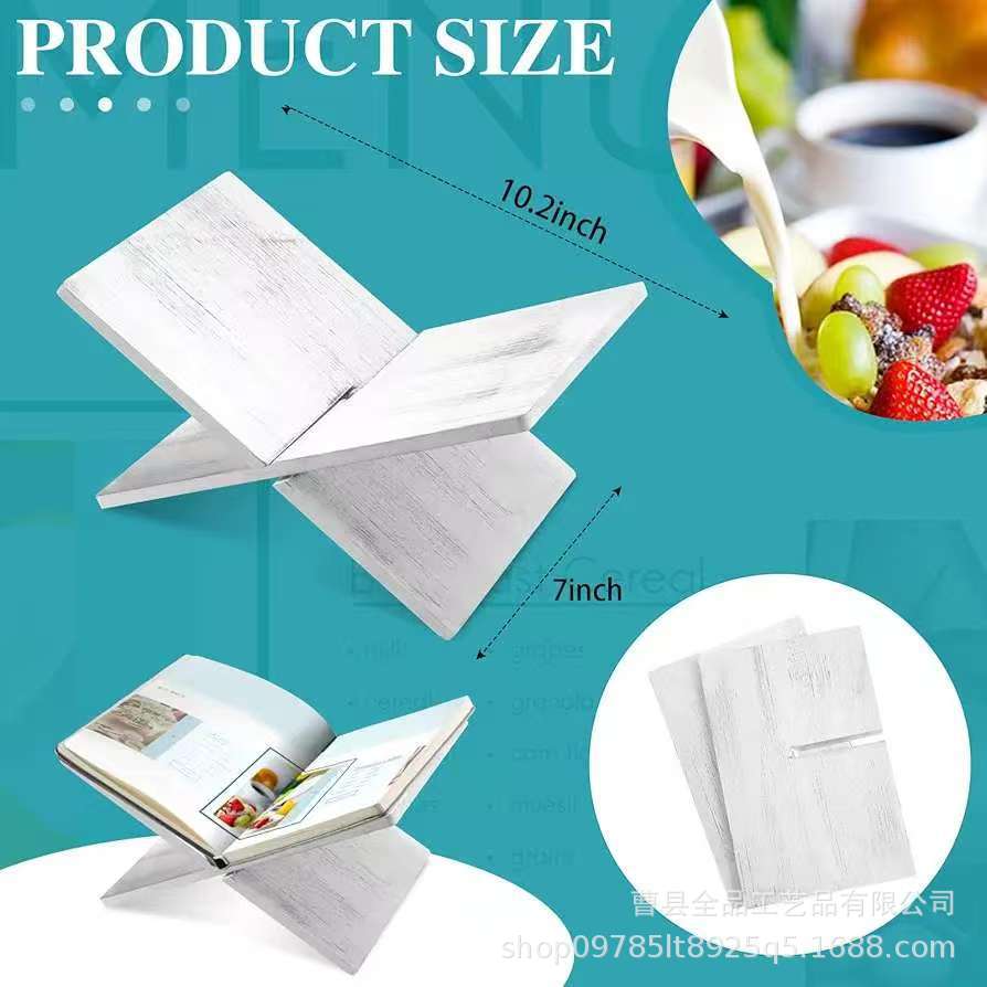 Estante de cocina de madera Estante de lectura de recetas de encimera de cocina en forma de X simple Estante de biblioteca de observación multiusos Estante de base