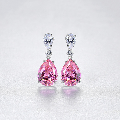 PAG&MAG bridal earrings 925 silver women's high-end retro palace style pink gemstone earrings earrings and earrings