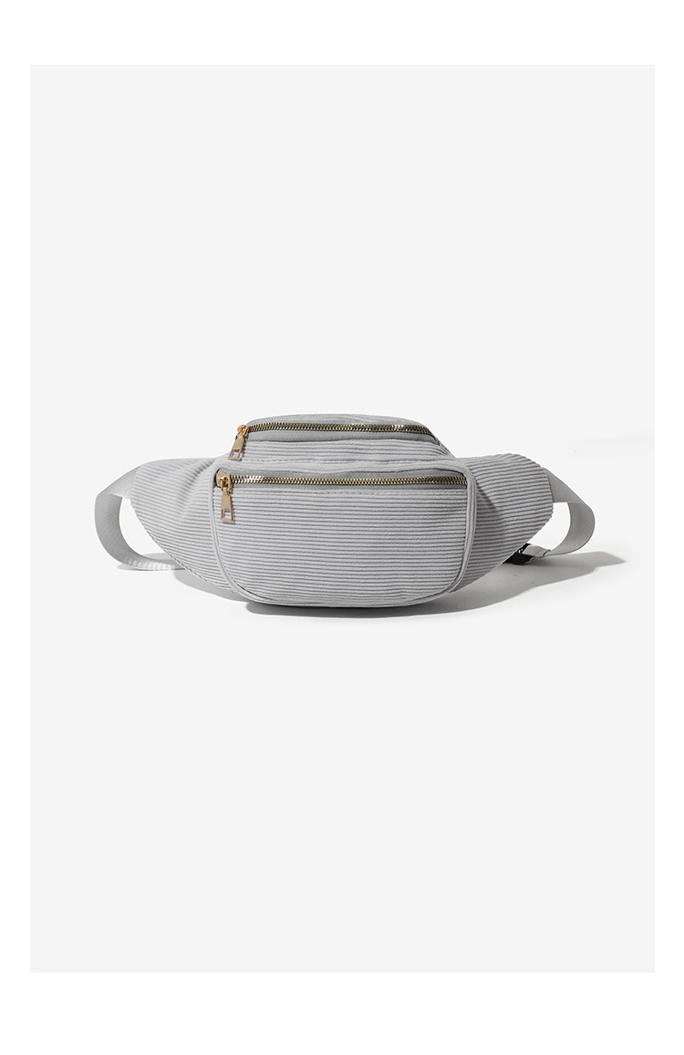 101g Weight Polyester Lining Material Zipper Closure Type Single Shoulder Strap Strap Type Fanny Pack Bags Type Casual, Street Occasion Corduroy Material Solid Color Pattern Spring Season Women's Gender Streetwear Style Dumpling Shape Shape Medium Size Women's Streetwear Solid Color Corduroy Waist Bags 15