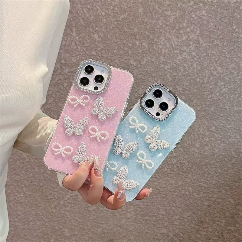 Чехол для телефона (Apple) iPhone 11–17 серии, 3D‑бантик, противоударная защита