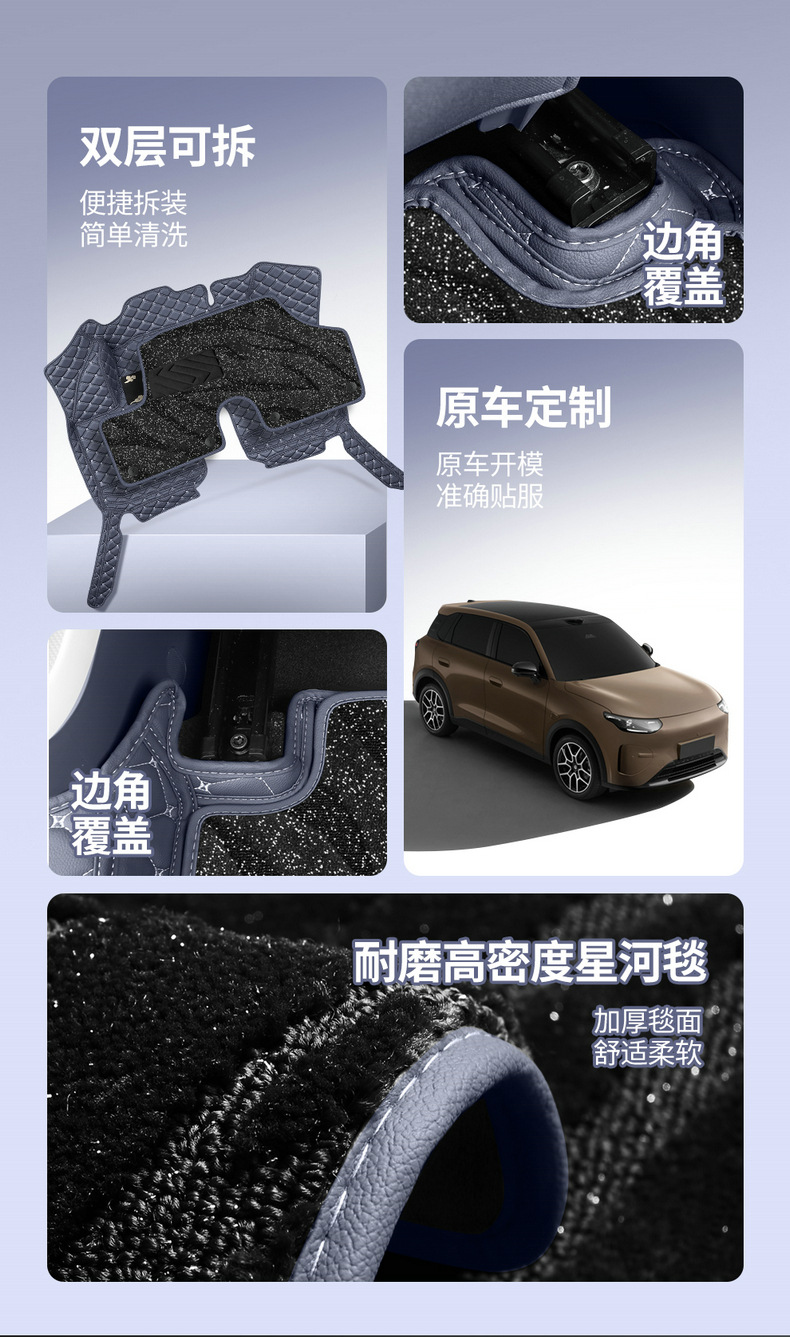 Leapmoon A10 Galaxy Carpet Car Floor Mats, Custom-Fit, Full-Coverage Interior Accessories, Leather Floor Mats