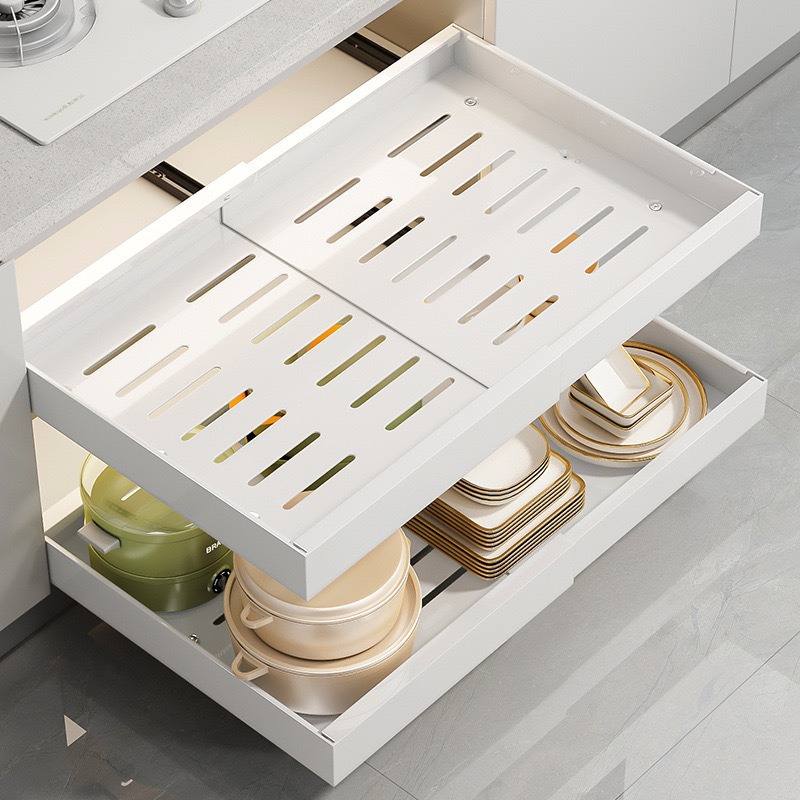 Retractable Cabinet Pull-Out Rack Kitchen Drawer-Type Storage Rack Household Cabinet Spice Pot Bowl Storage and Organization Rack