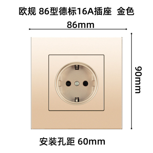 Foreign trade type 86 European standard wall power socket panel European European standard German style 16A German standard round hole panel socket