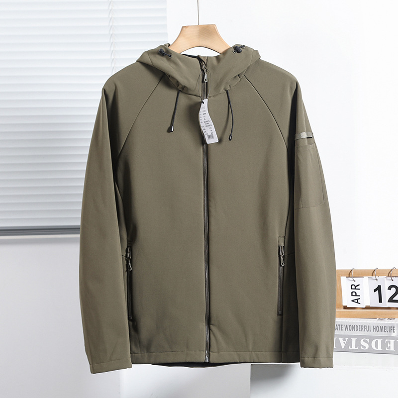 Nordic city outdoor! Windproof and waterproof! Autumn and winter men's foreign trade plus velvet soft shell hooded jacket_voghion.com