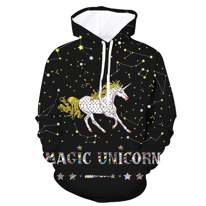 Amazon New Men's Hoodie Spring and Autumn Casual Turtleneck Dress Personalized Top Unicorn 3D Printing Amazon New Men's Hoodie Spring and Autumn Casual Turtleneck Dress Personalized Top Unicorn 3D Printing