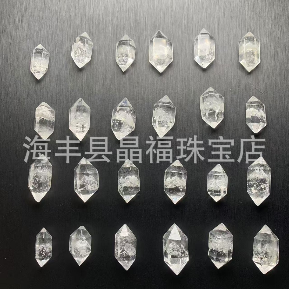 天然雪霜白幽霊カット双先裸石腰穴DIYアクセサリーファッション水晶部品ペンダント卸売り