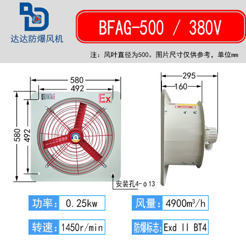 新款达达防爆排气扇BFAG（BFS）250/300/400/500/600工业风机换气
