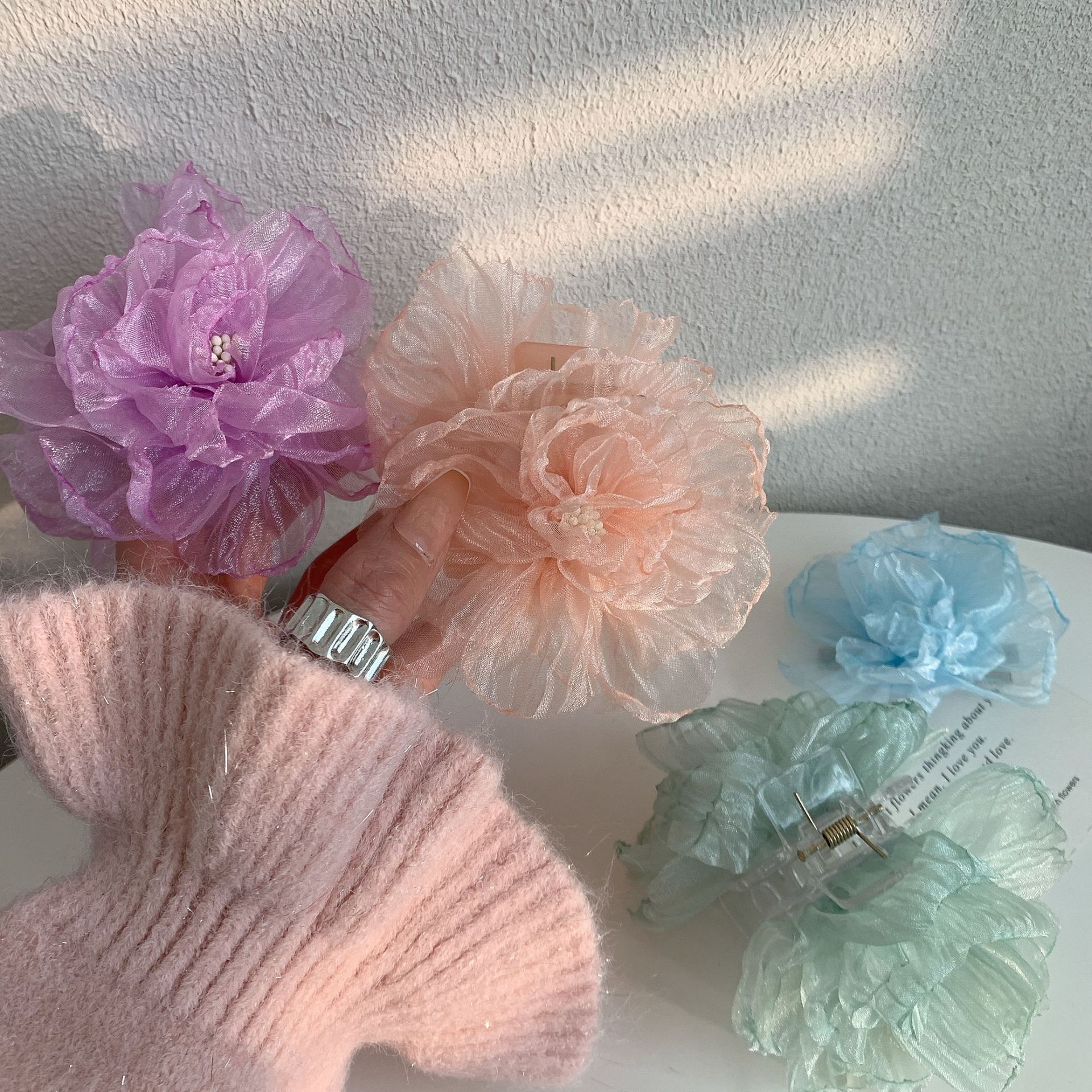 Flower Pattern Elegant Women's Flower Cloth Hair Clip Hair Claws