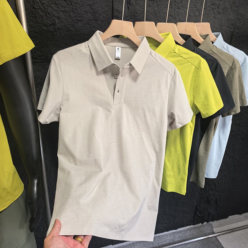 Kl Replacement Anti-Uv Outdoor Summer Men's Thin Quick-Drying Breathable Rubberized Business Casual Lapel Short-Sleeved Polo Shirt