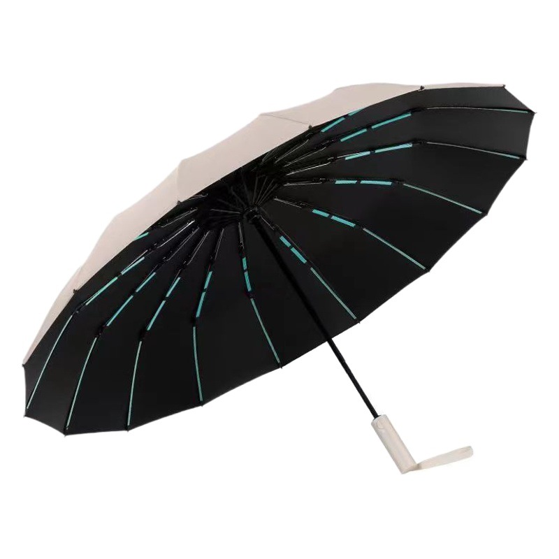 Nuevo 12-Bone 24-Bone 60-Bone automático pegamento negro paraguas de protección solar extra grande paraguas de tres veces paraguas de regalo de gama alta