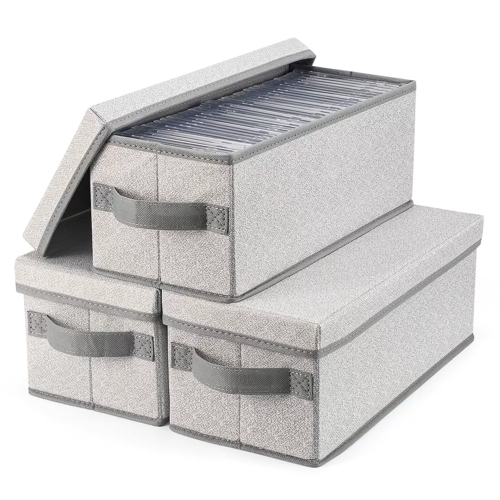 布艺cd收纳盒客厅桌上折叠储物盒小物件桌面收纳无纺布盖子整理箱