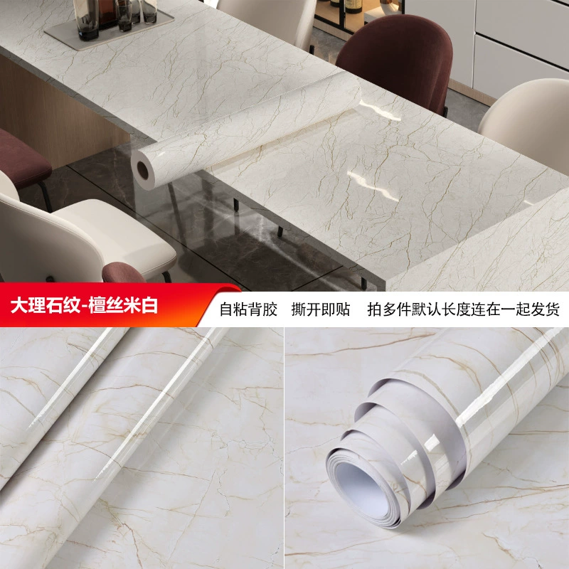 Self-adhesive Marble Vinyl Sticker Roll, Waterproof & Heat‑Resistant, Widths 40–120 cm