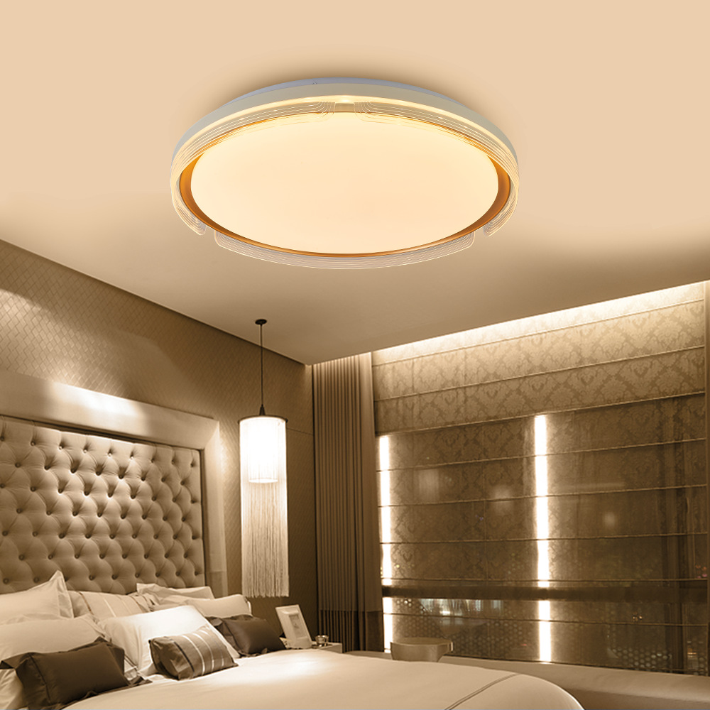 新款現(xiàn)代簡約LED吸頂燈72W紅外遙控?zé)o極調(diào)光圓形公寓臥室燈客廳燈